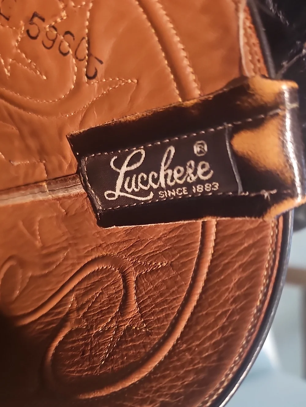 Lucchese Tan Leather Insole with Black Branded Patch
